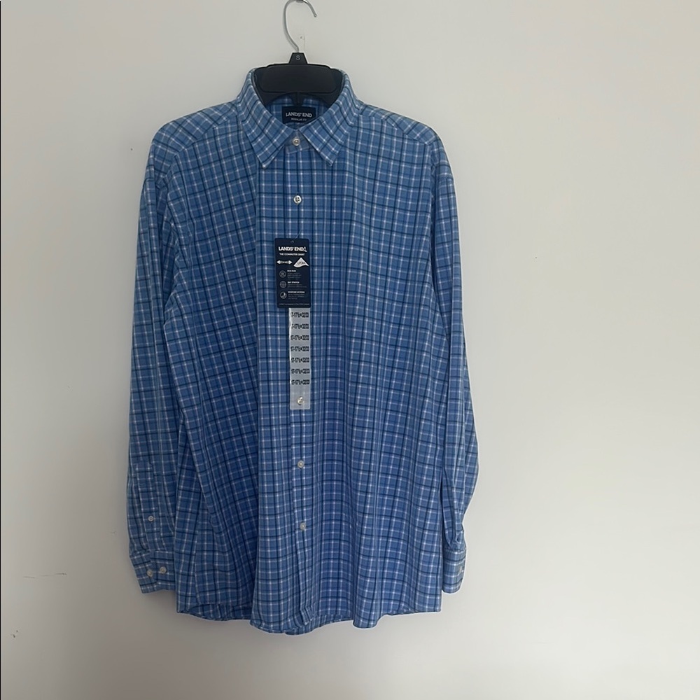 Lands' End Blue Casual Button Down Shirt
